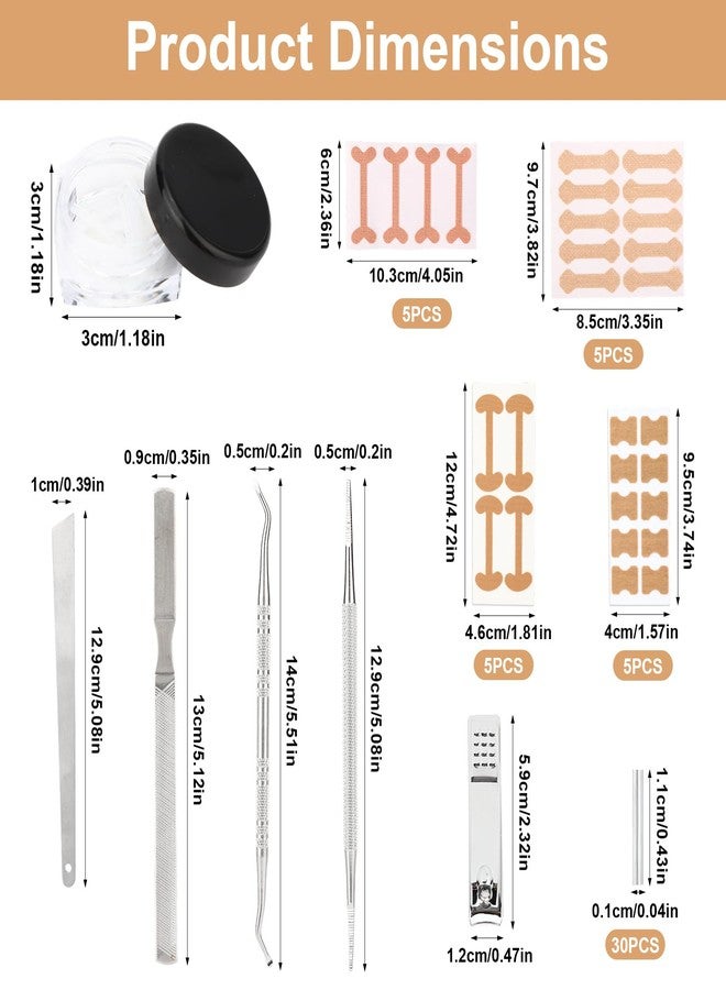 Sinbana 55pcs Ingrown Toenail Set, Include Breathable In-Growing Toenail Strips Curved Toes Patches Lifting Pedicure Tools & Pads Suitable for Home Pedicure - Image 2